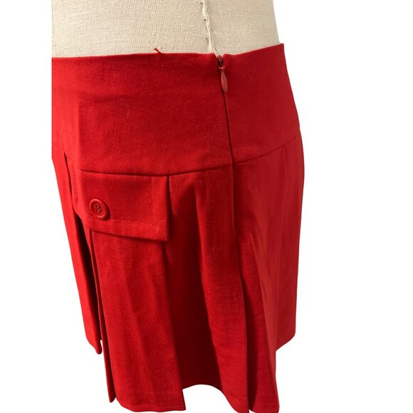 Vintage Y2K Trina Turk Los Angeles Red Pleated Skirt With Button Details Size 6 - Picture 5 of 8